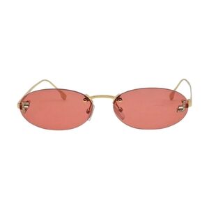 FENDI Gold and Pink Oval Sunglasses